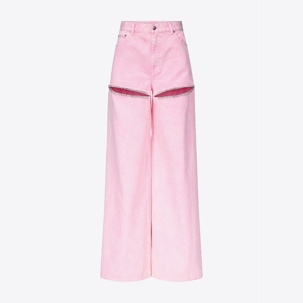 Pink Wide-Leg Women Jeans